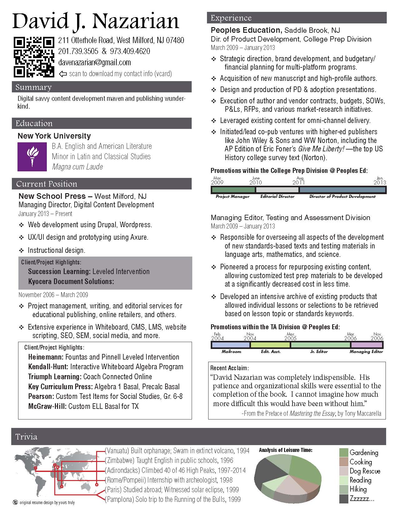 Dave Nazarian's Resume